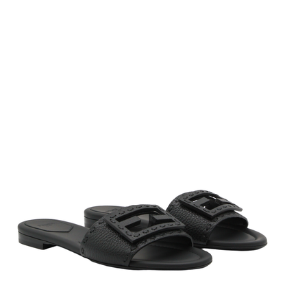 Black Leather Baguette Slides - Image 4