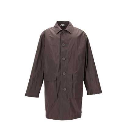 Logo-Print Single-Breasted Coat - Image 1