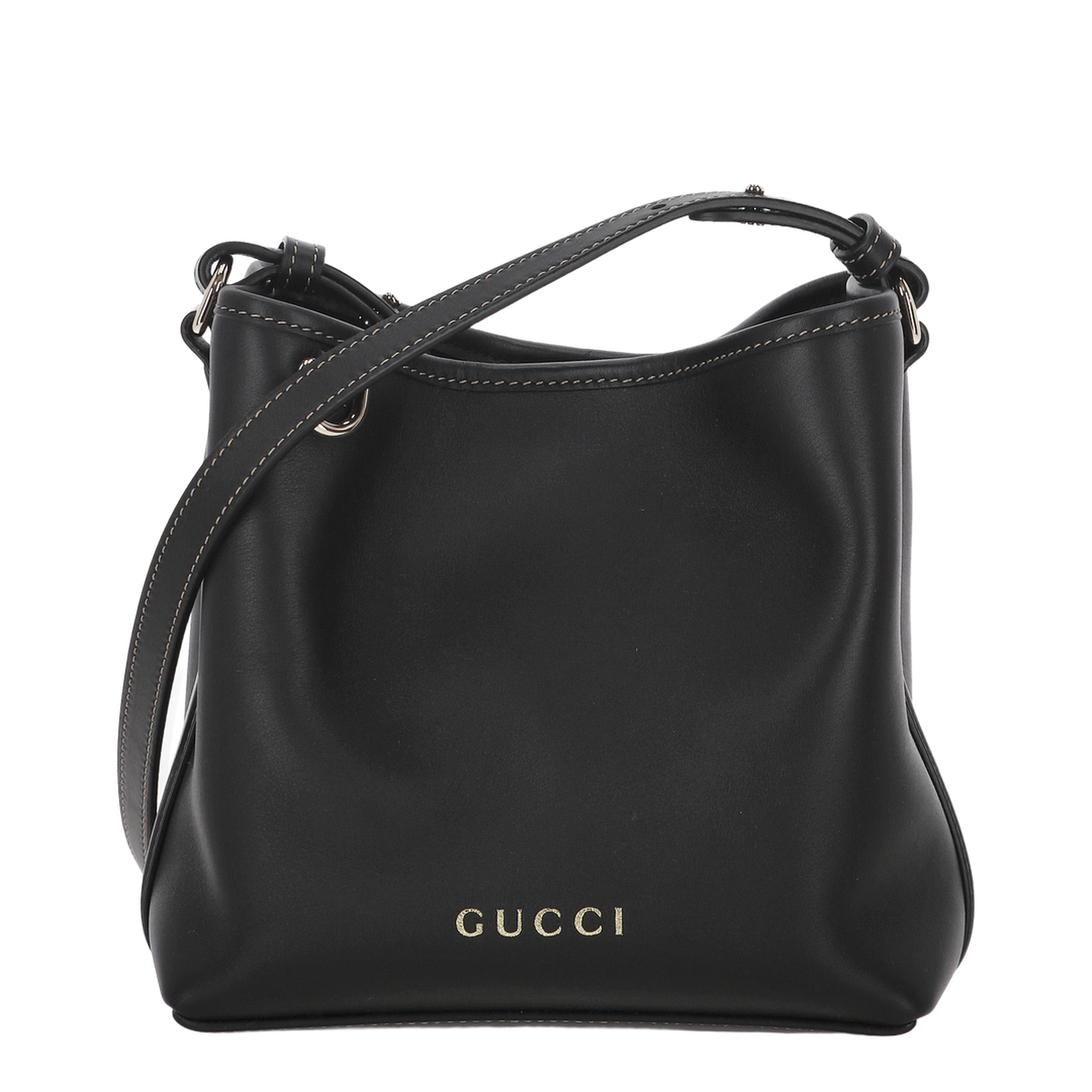 GG Emblem Leather Bucket Bag - Black - Image 5