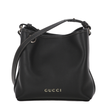 GG Emblem Leather Bucket Bag - Black - Image 5