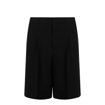 Black Pleated Bermuda Shorts in Cotton - Image 1
