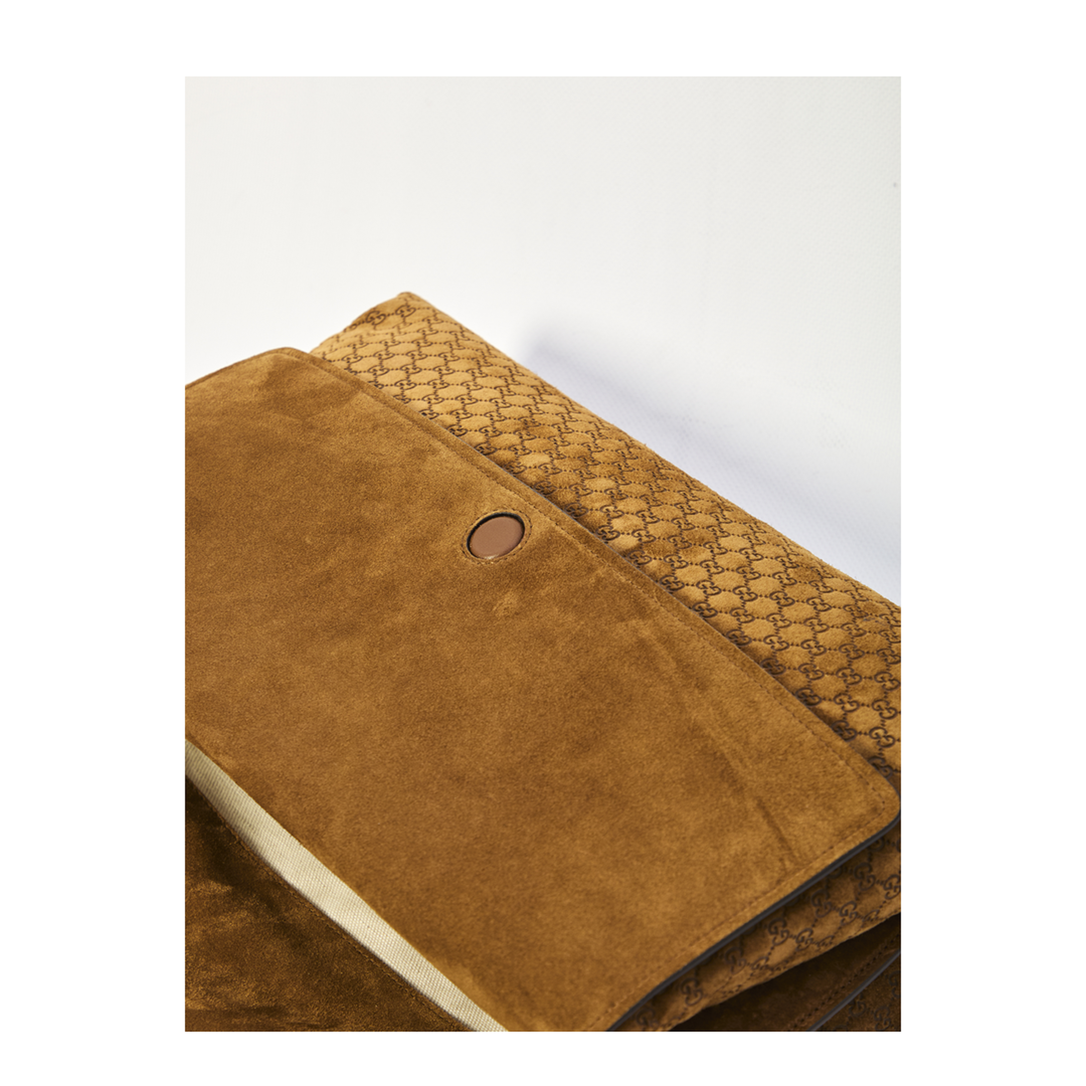 Large Shoulder Bag GG Suede Brown - Image 4