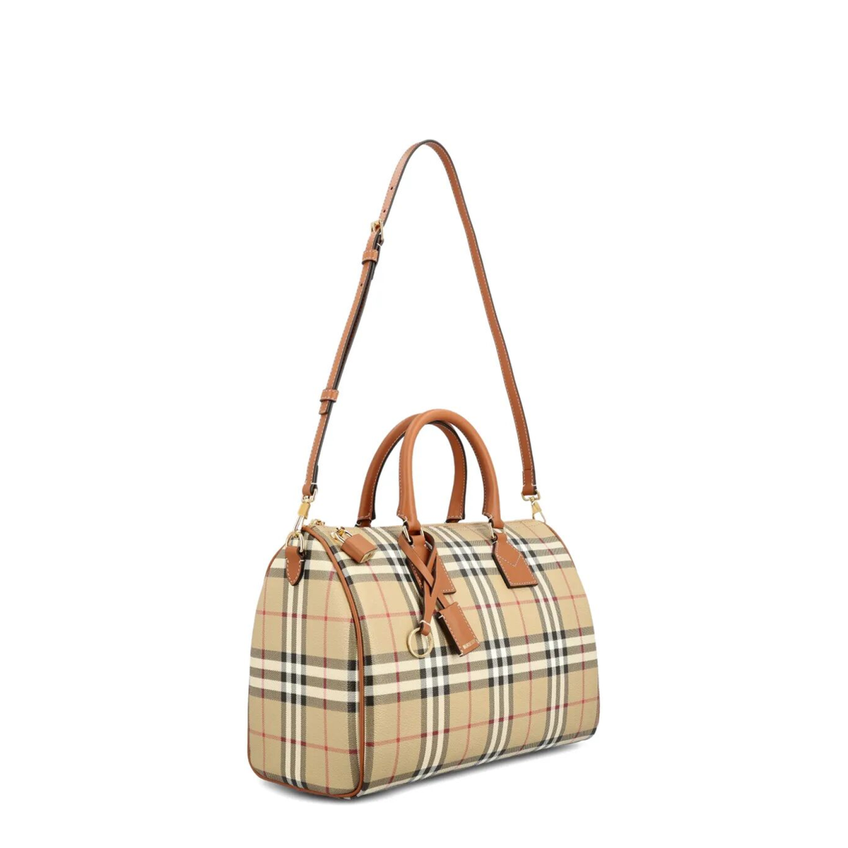 Check Medium Bowling Bag - Beige - Image 3