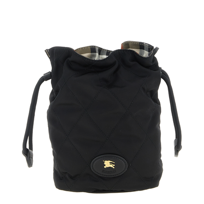 Horseshoe Quilted Nylon Crossbody Bag - Black - Image 1
