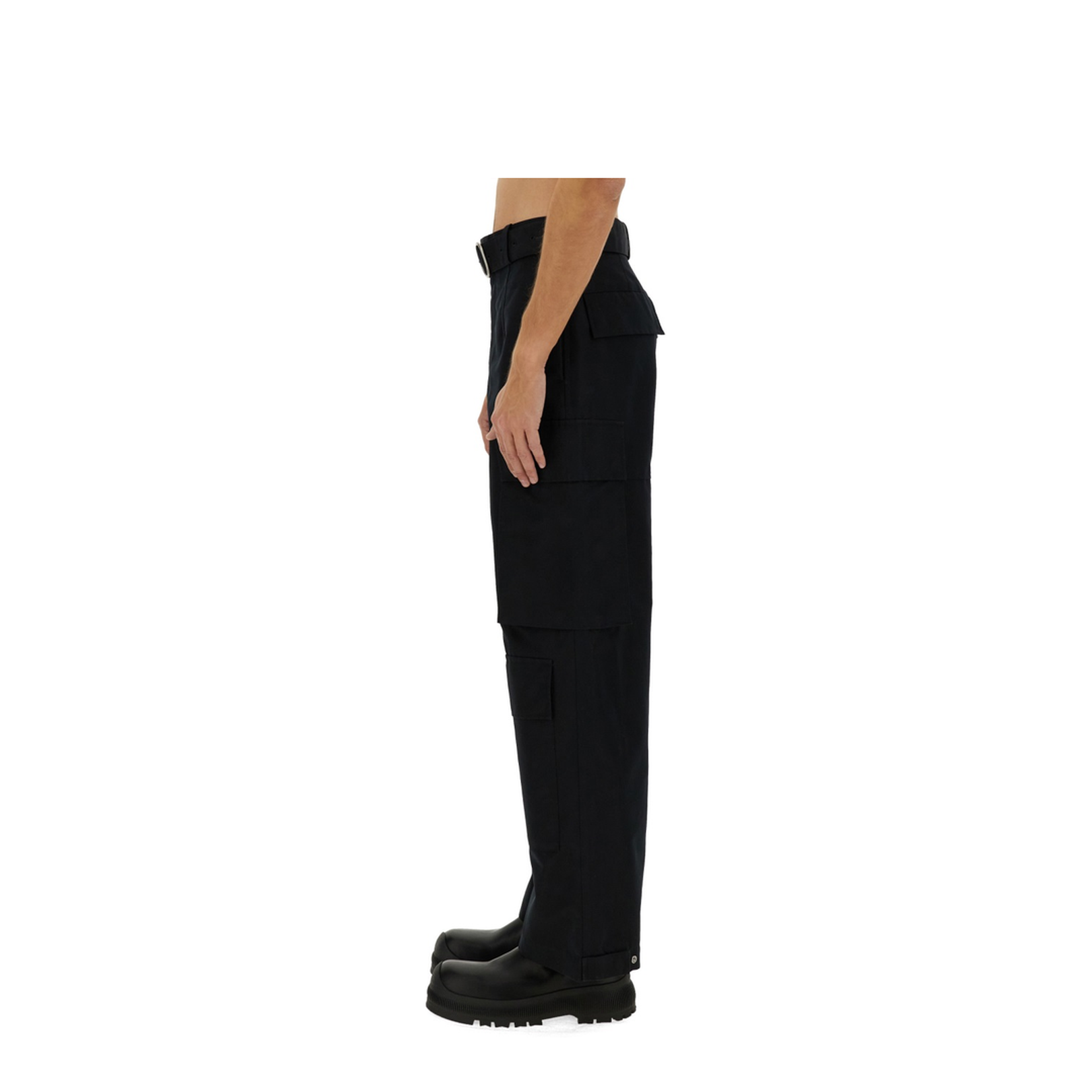 Belted Cargo Pants In Black - Image 4