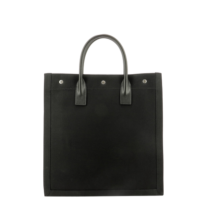Rive Gauche North/South Tote Bag In Printed Canvas And Leather - Image 3
