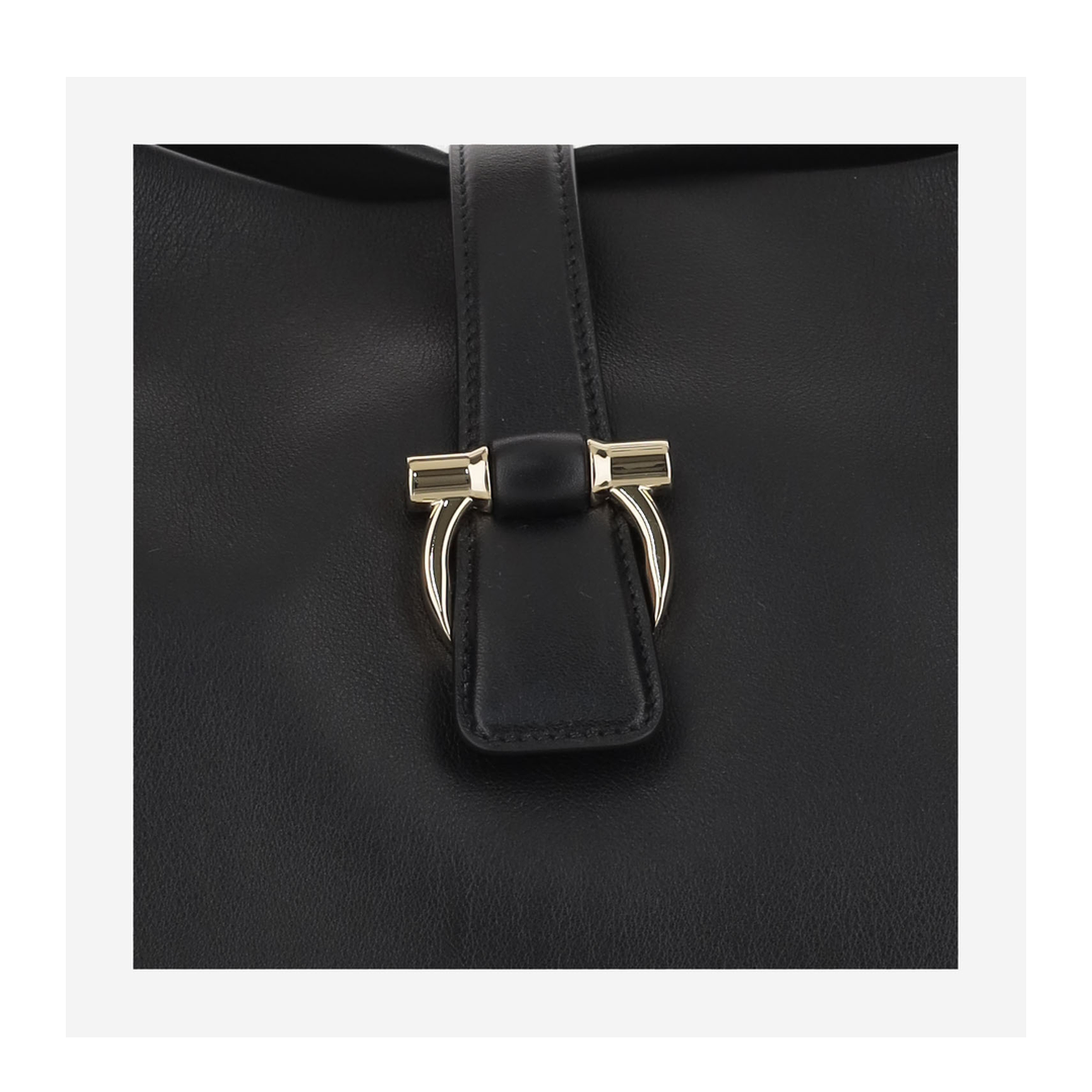 Smooth Black Leather Tote Bag - Image 4