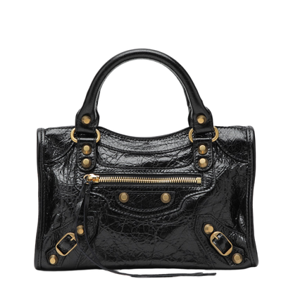 Le City Mini Textured Lambskin Leather Shoulder Bag - Black - Image 1