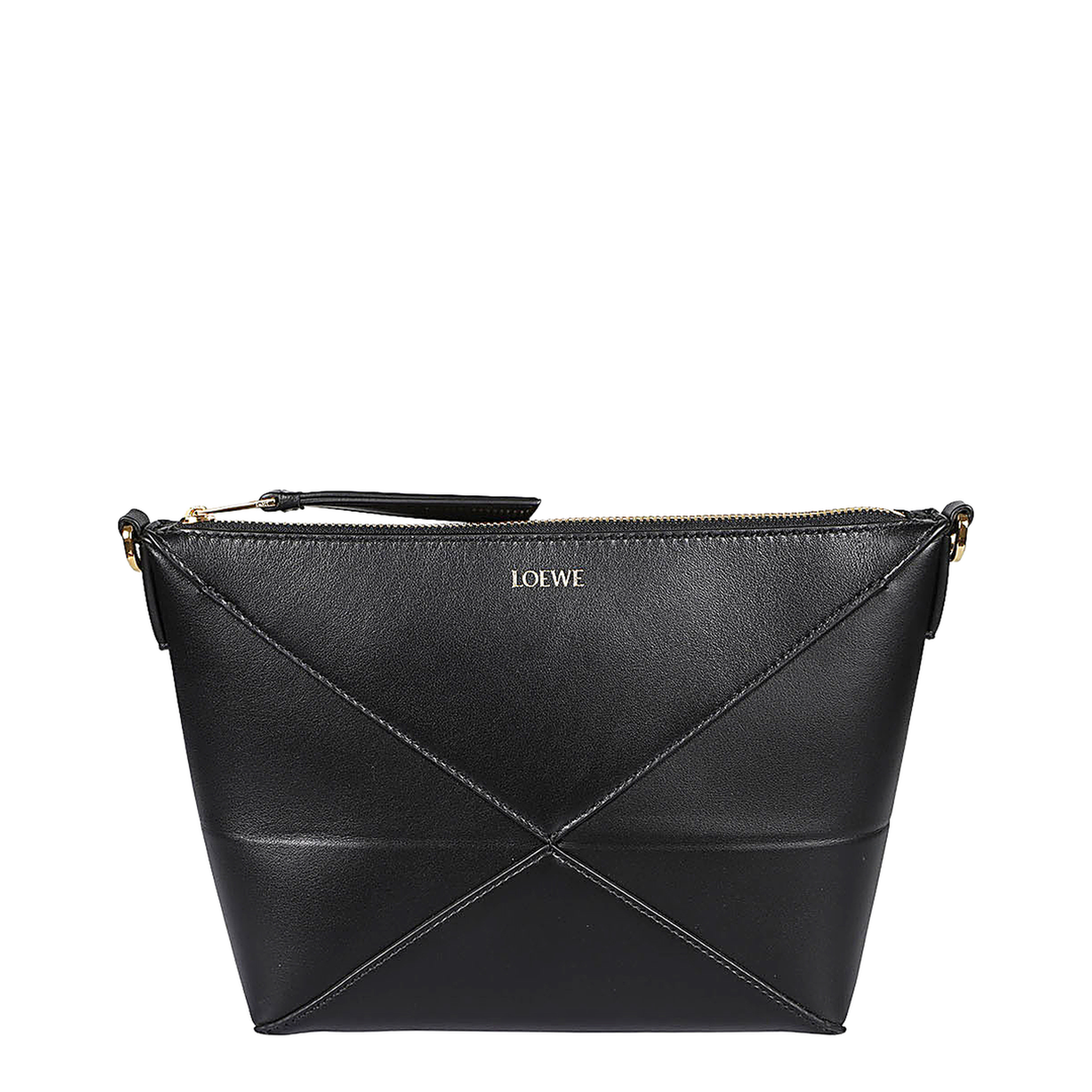 Puzzle Fold Leather Pouch - Black - Image 1