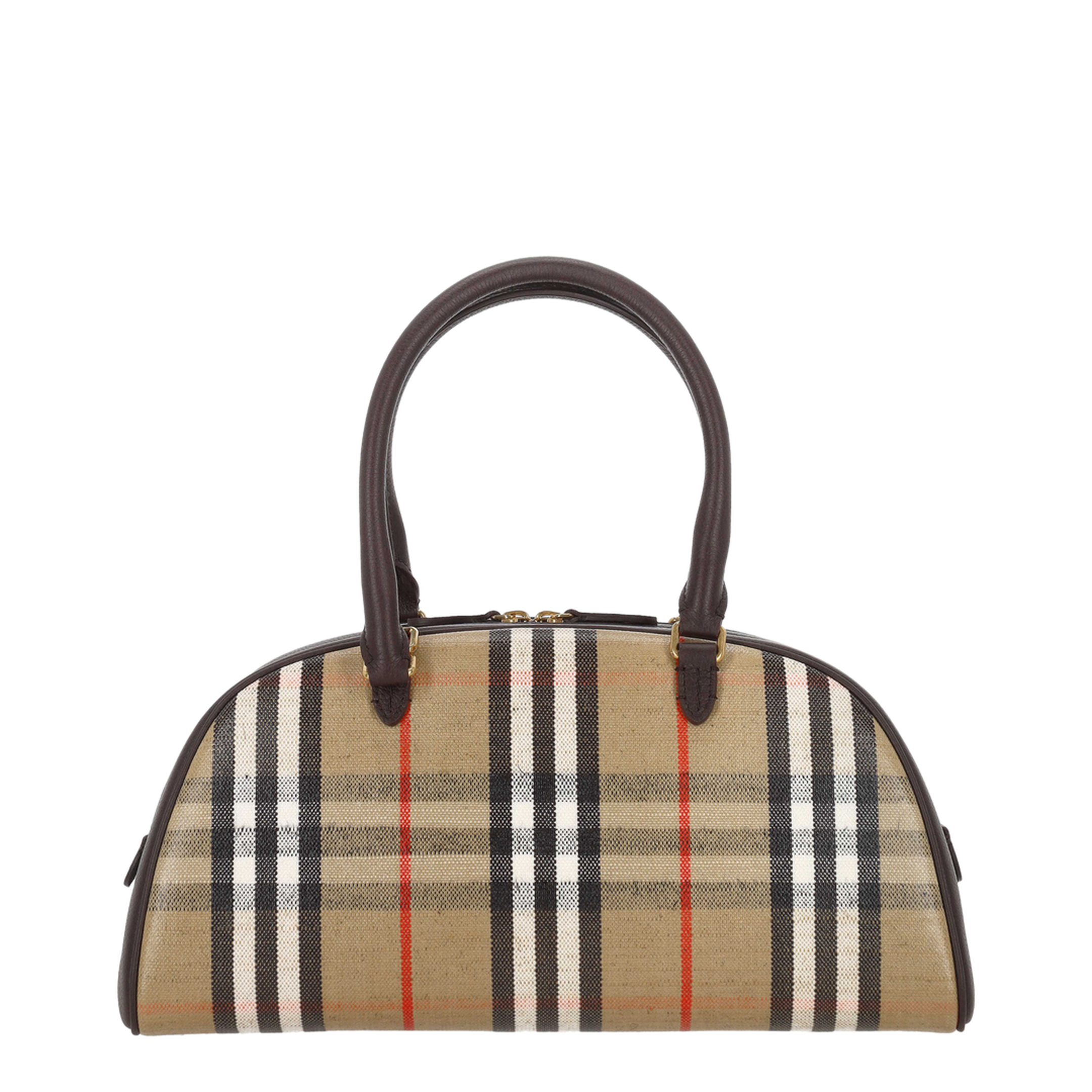 Highlands Medium Printed Canvas Bowling Bag - Archive Beige Vintage Check - Image 3