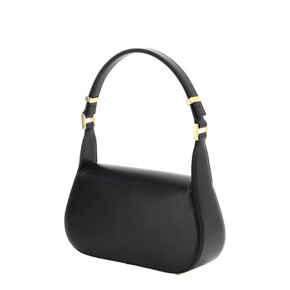 Black Leather VLogo Chain Shoulder Bag - Image 5