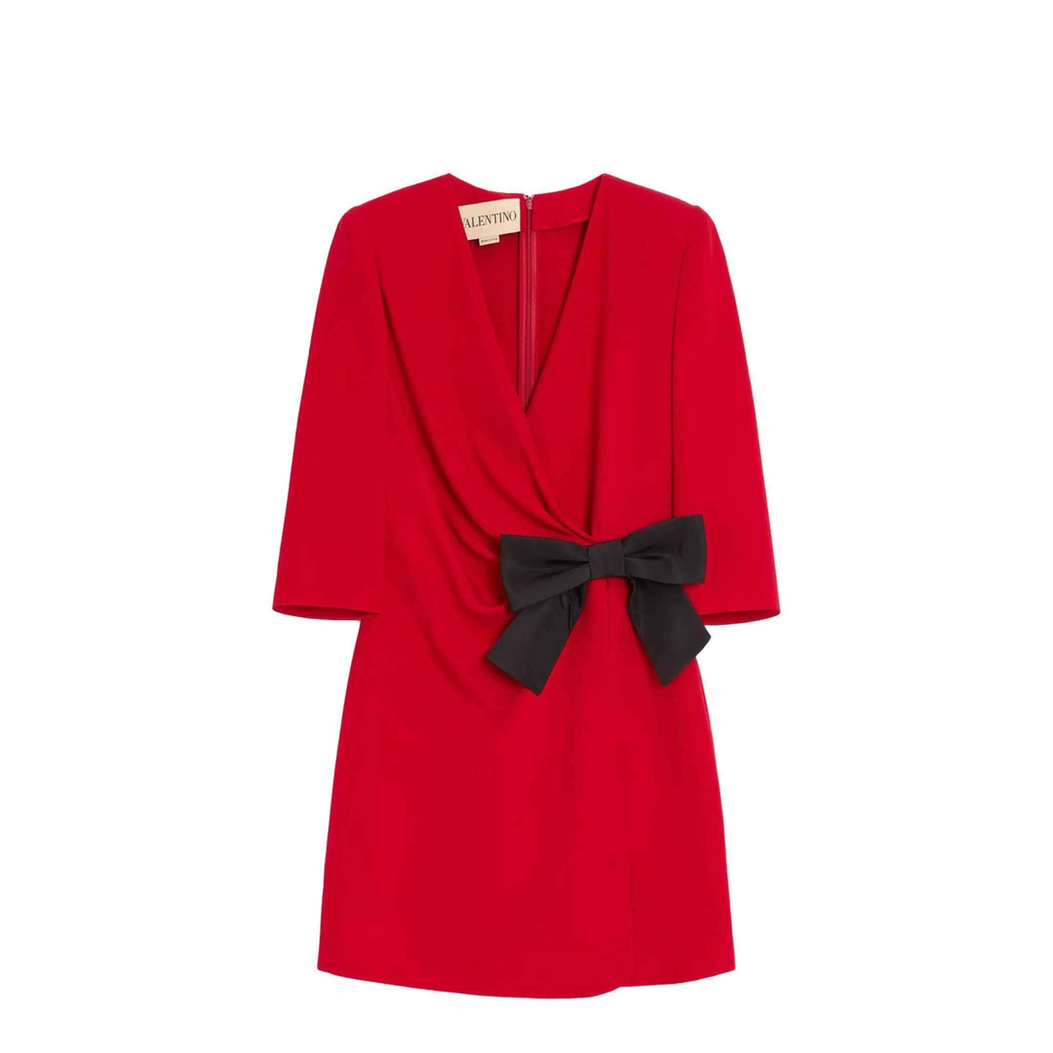 Short Silk Dress with Bow - Image 1