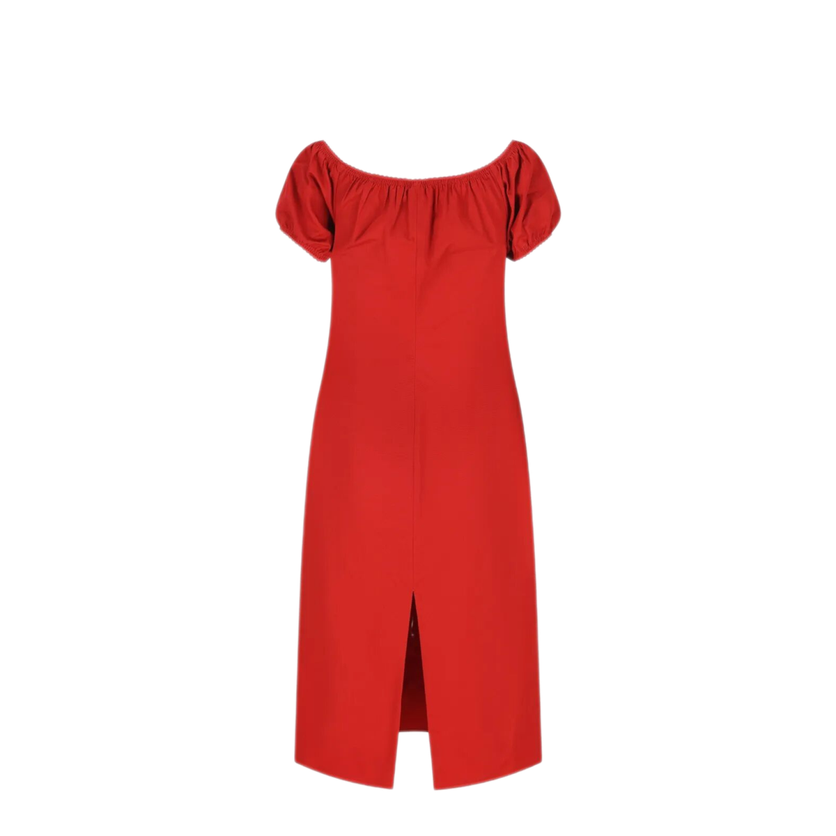 Boat Neckline Cotton Poplin Midi Dress - Image 2