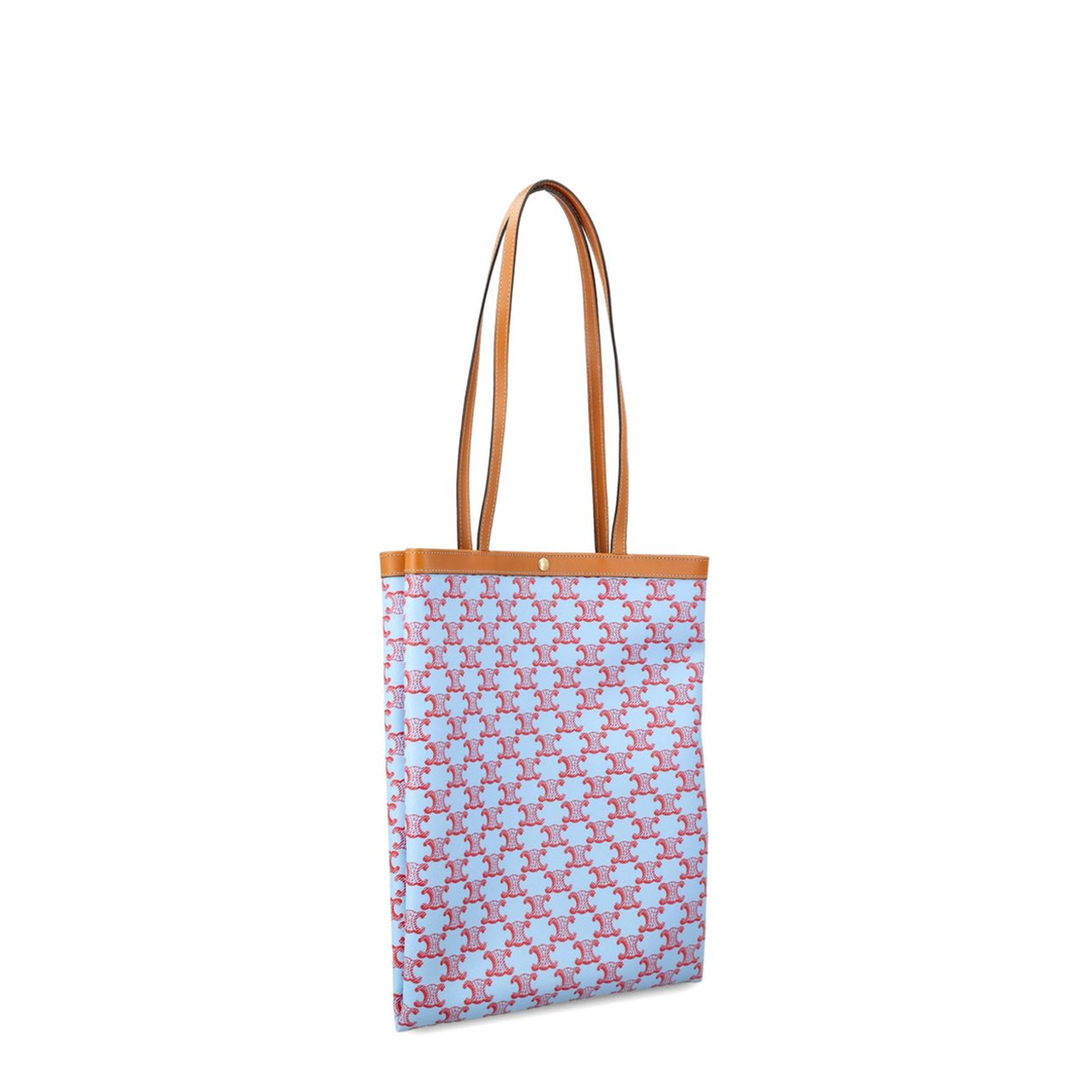 Triomphe Canvas Medium Flat Shopper - DENIM BLUE / RED - Image 2