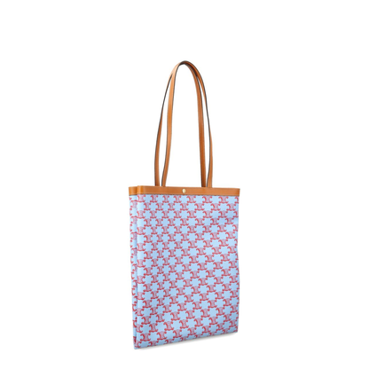 Triomphe Canvas Medium Flat Shopper - DENIM BLUE / RED - Image 2