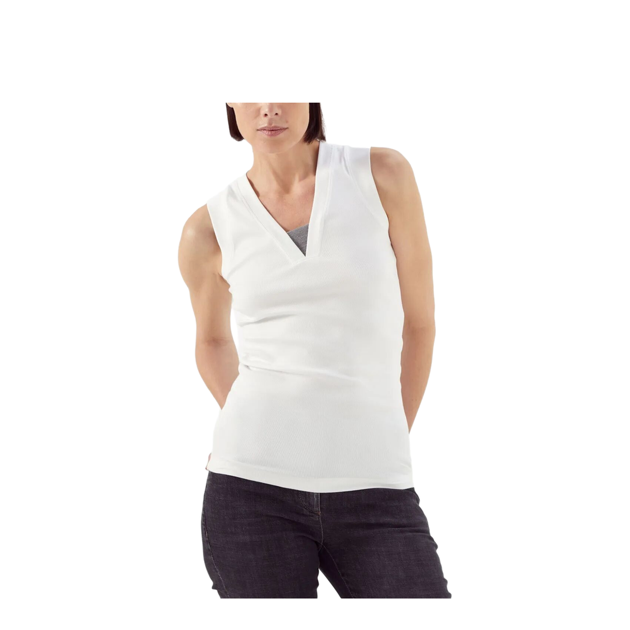 Stretch Cotton Jersey Tank Top with Precious Faux-Layering - Image 12