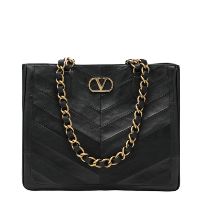 Laseine Medium Nappa Leather Shopping Bag - Black - Image 1
