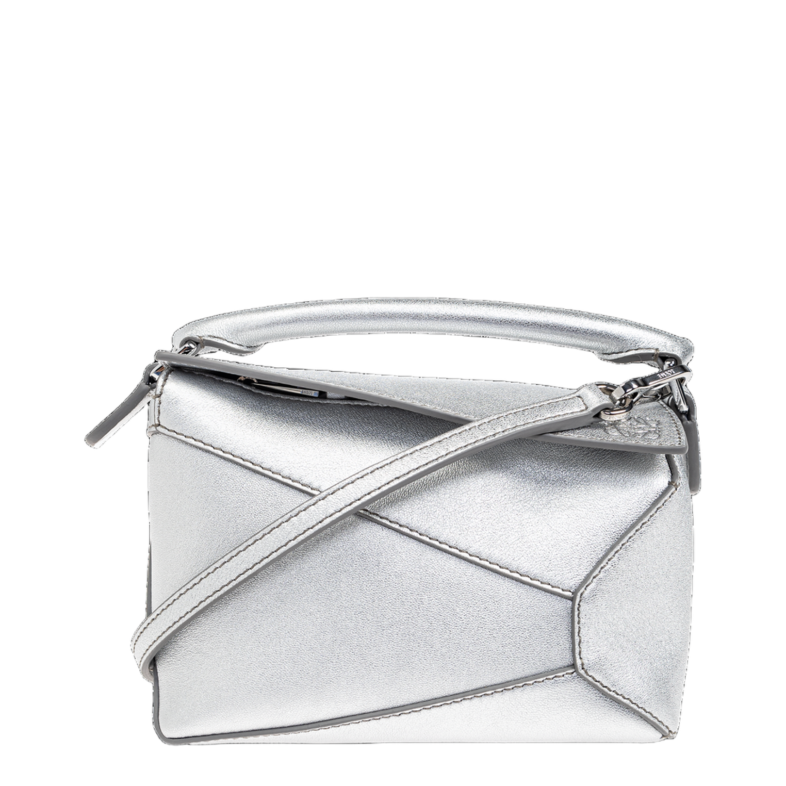 Mini Crossbody Bag Leather Silver - Image 1