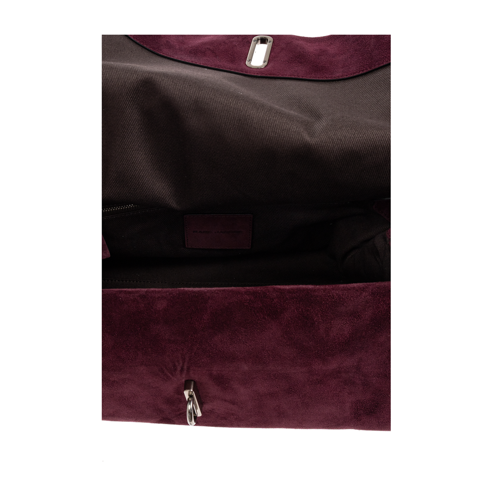 The Suede Large Dual Shoulder Bag Dark Plum - Image 5