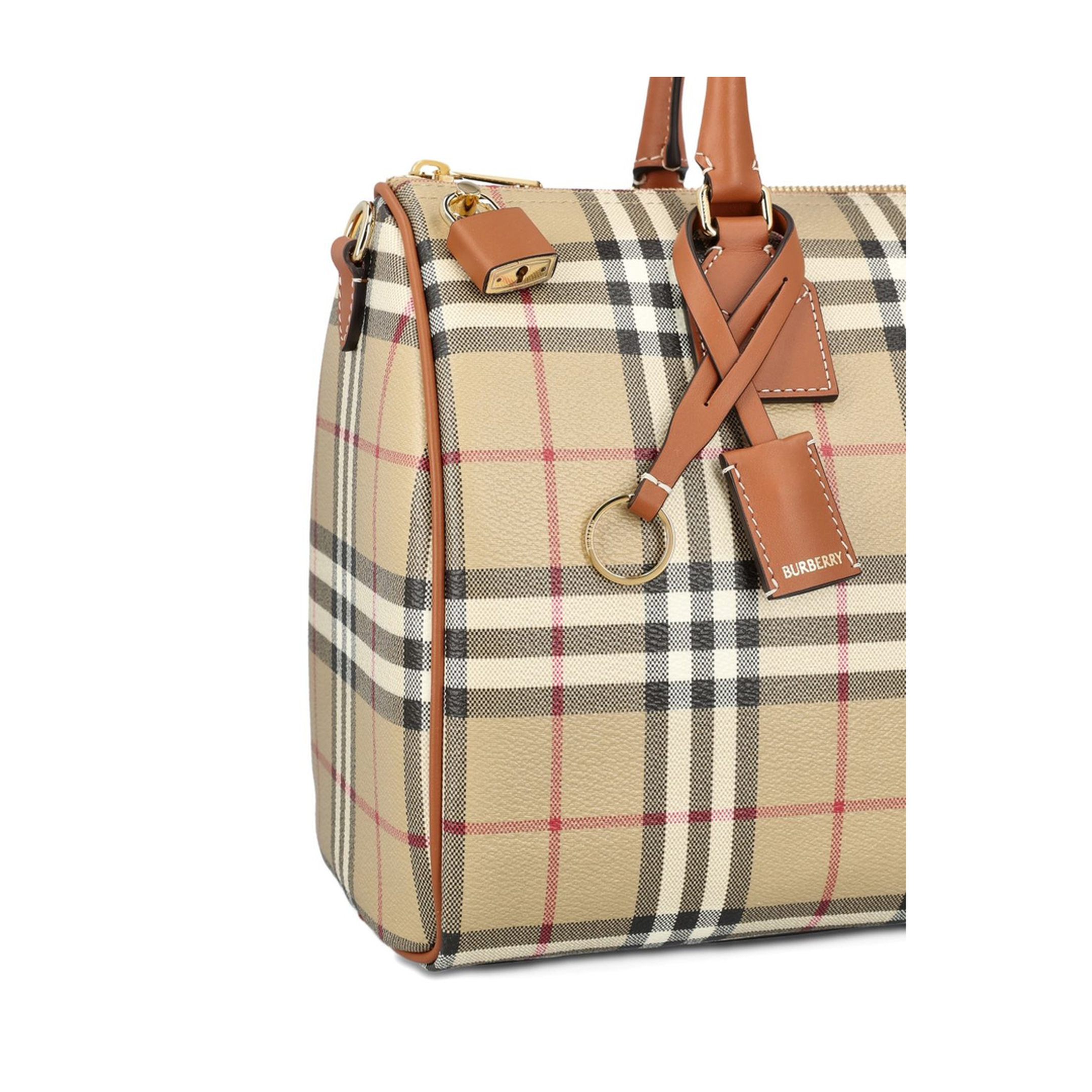Check Medium Bowling Bag - Beige - Image 4
