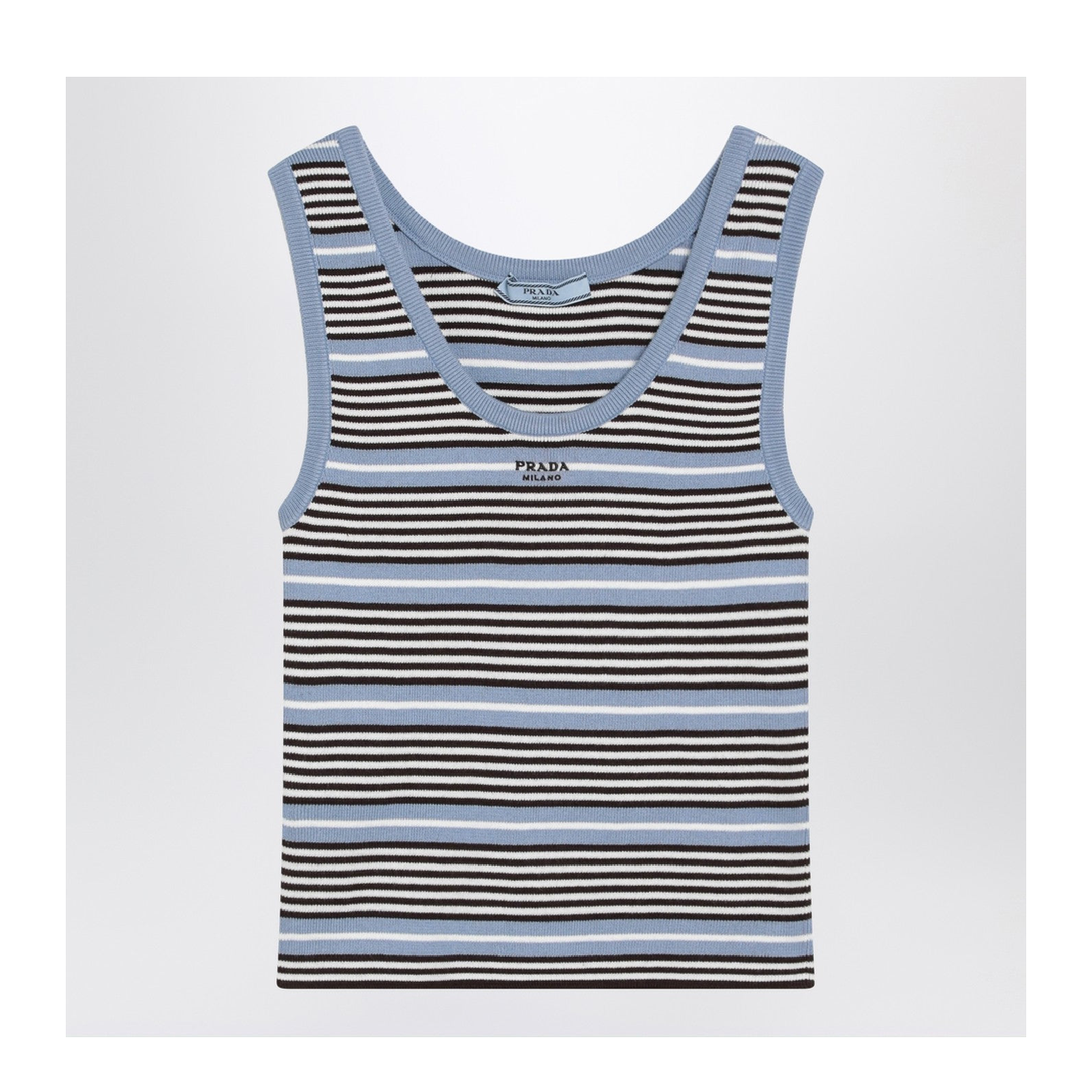 Light Blue and White Striped Tank Top - Image 1