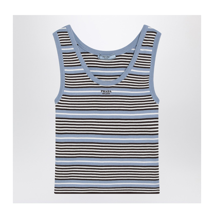 Light Blue and White Striped Tank Top - Image 1