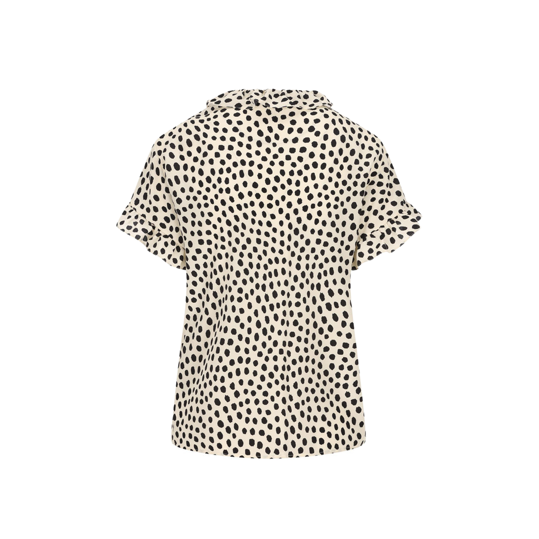 Short-Sleeve Ruffle Top in Crêpe de Chine Beige - Image 2