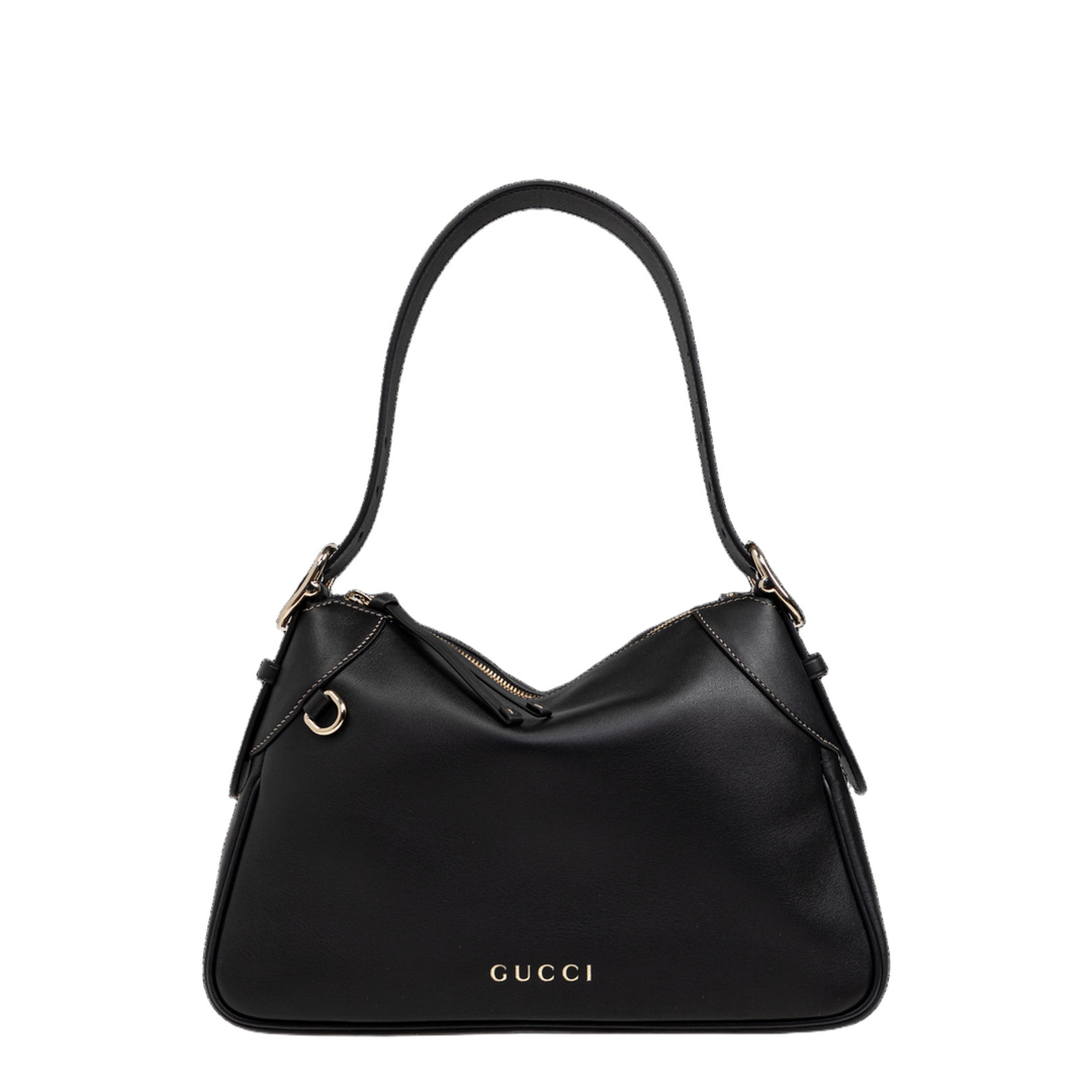 GG Emblem Leather Bucket Bag - Black - Image 1