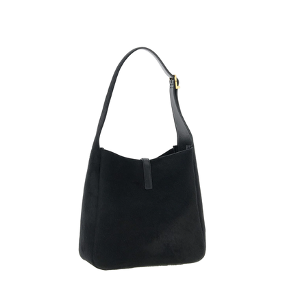 Le 5 À 7 Small Pony-Effect Leather Shoulder Bag - Black - Image 3