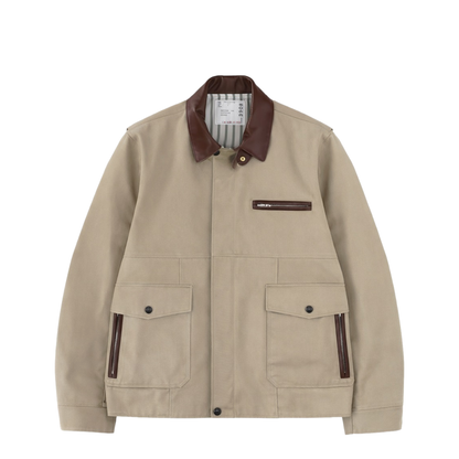 Jacket with Leather Collar - Image 1