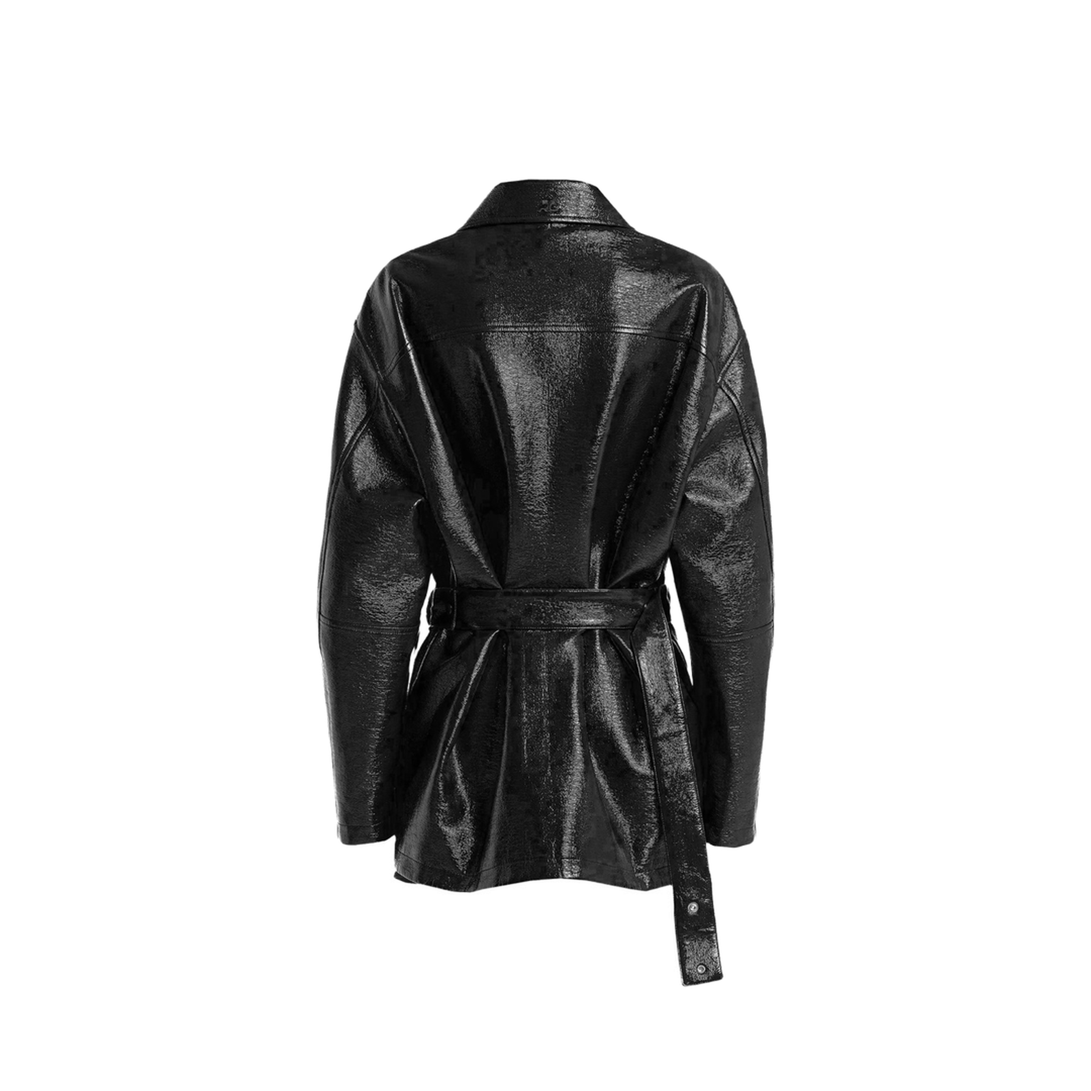 Zipped Vinyl Maxi Bomber Jacket - Image 2