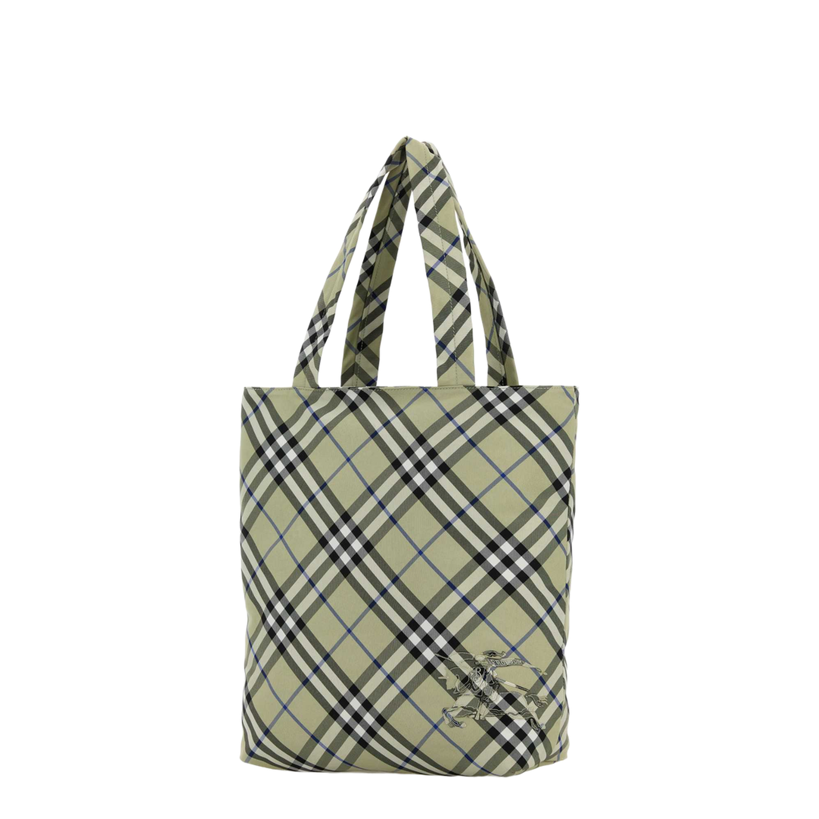 Embroidered Canvas Check Shopping Bag - Image 2