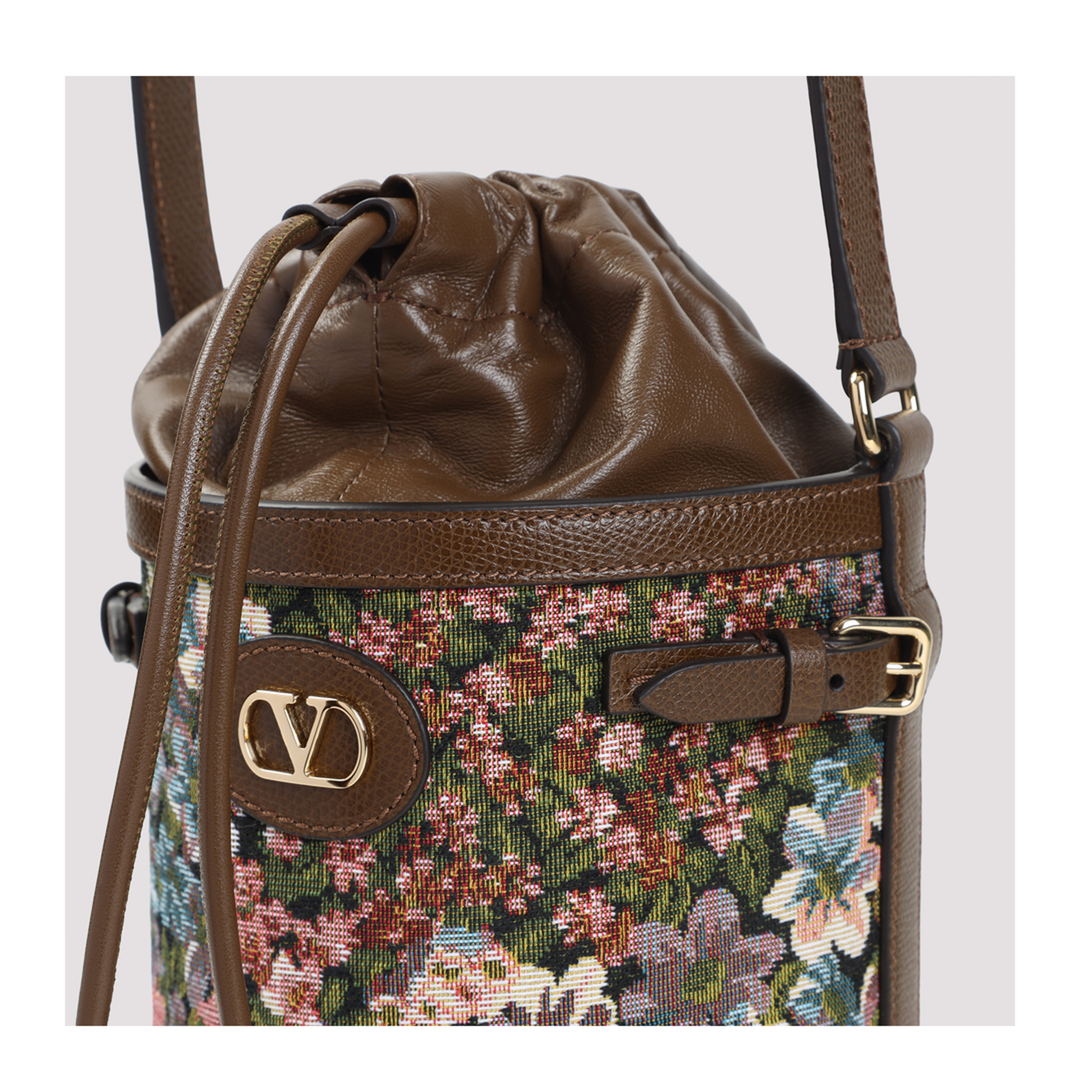 Antibes Medium Cotton Jacquard Bucket Bag - Brown - Image 4