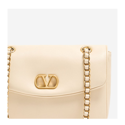 Djuna Medium Nappa Leather Chain Shoulder Bag - Ren Ivory White - Image 5