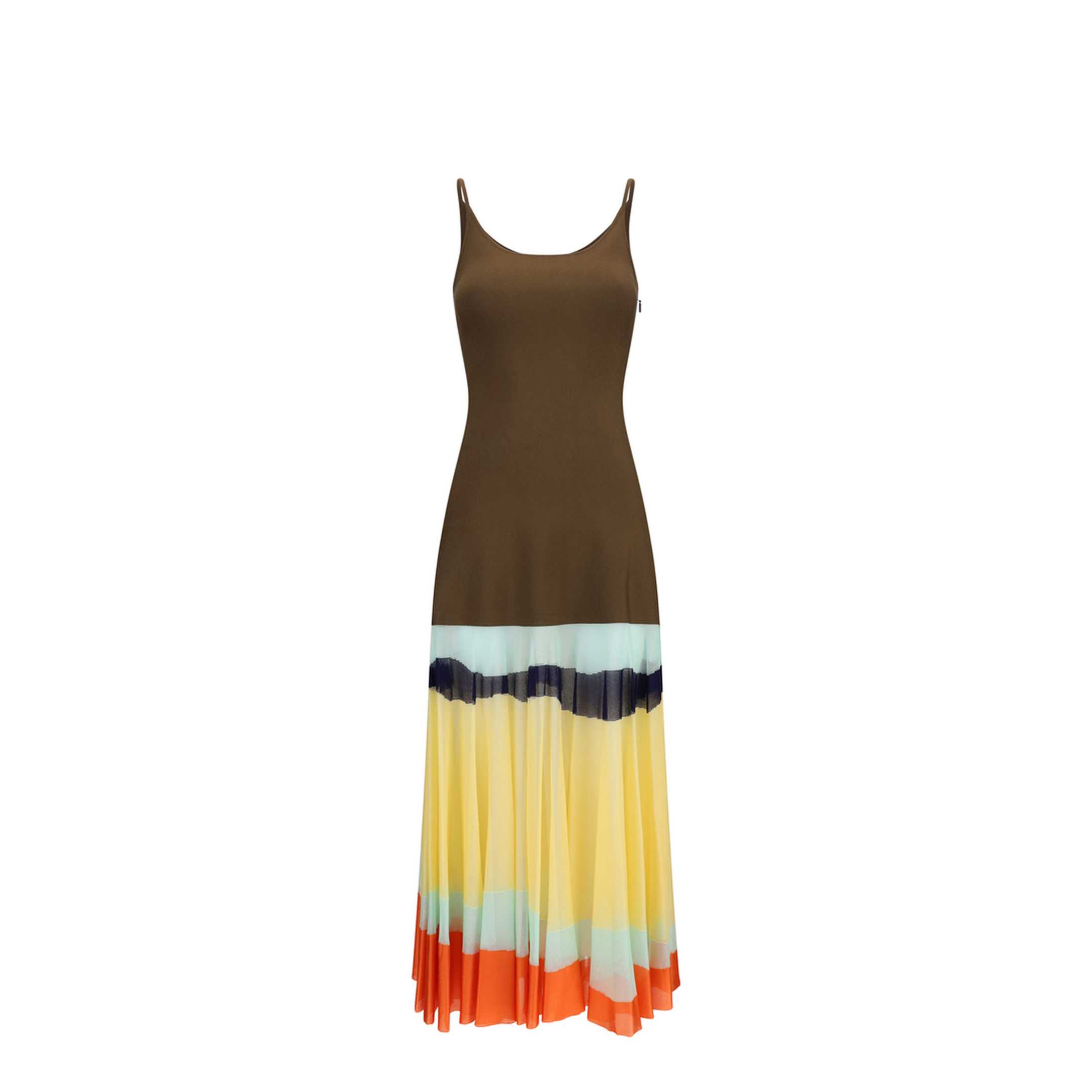 Long Dress with Color-Striped Skirt - Image 1
