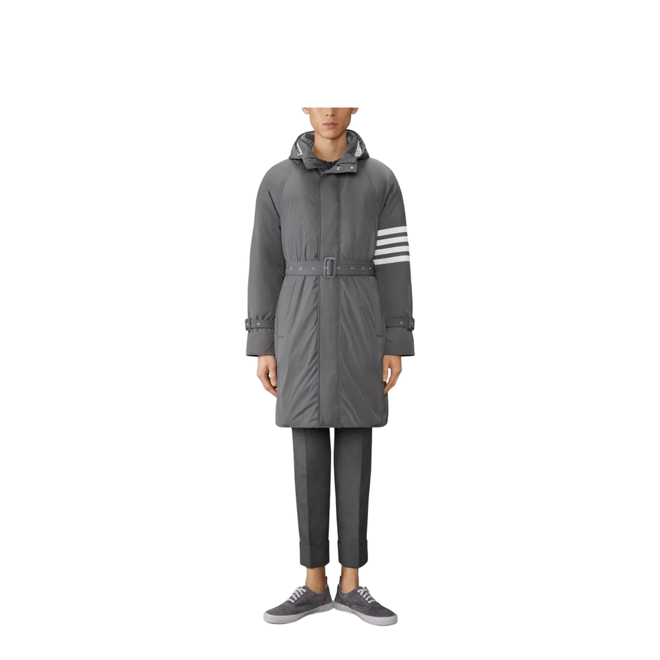 Poly Twill 4-Bar Hooded Down Parka with Belt - Image 2