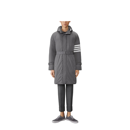 Poly Twill 4-Bar Hooded Down Parka with Belt - Image 2