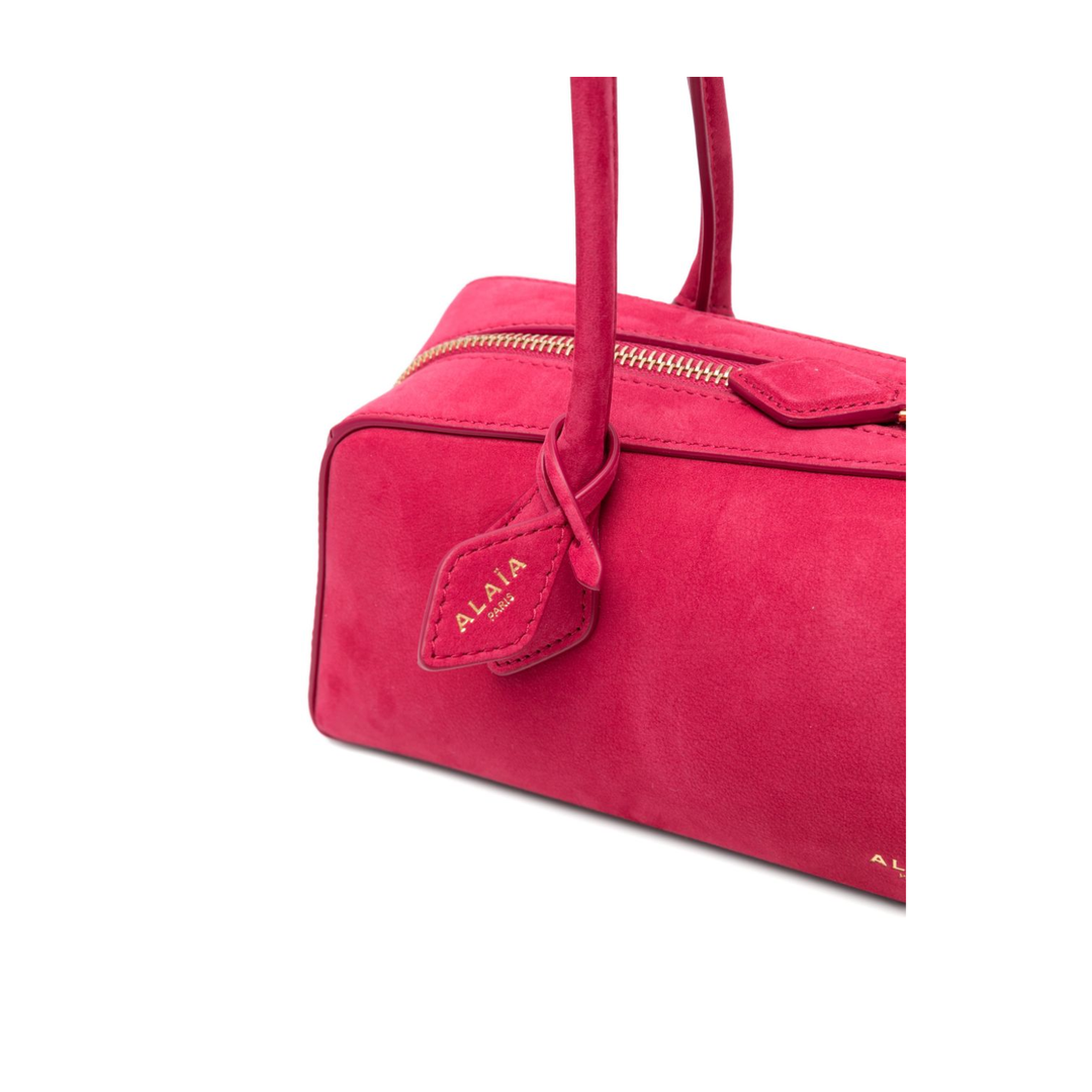 Le Teckel Medium Nubuck Calfskin Shoulder Bag - Framboise - Image 5
