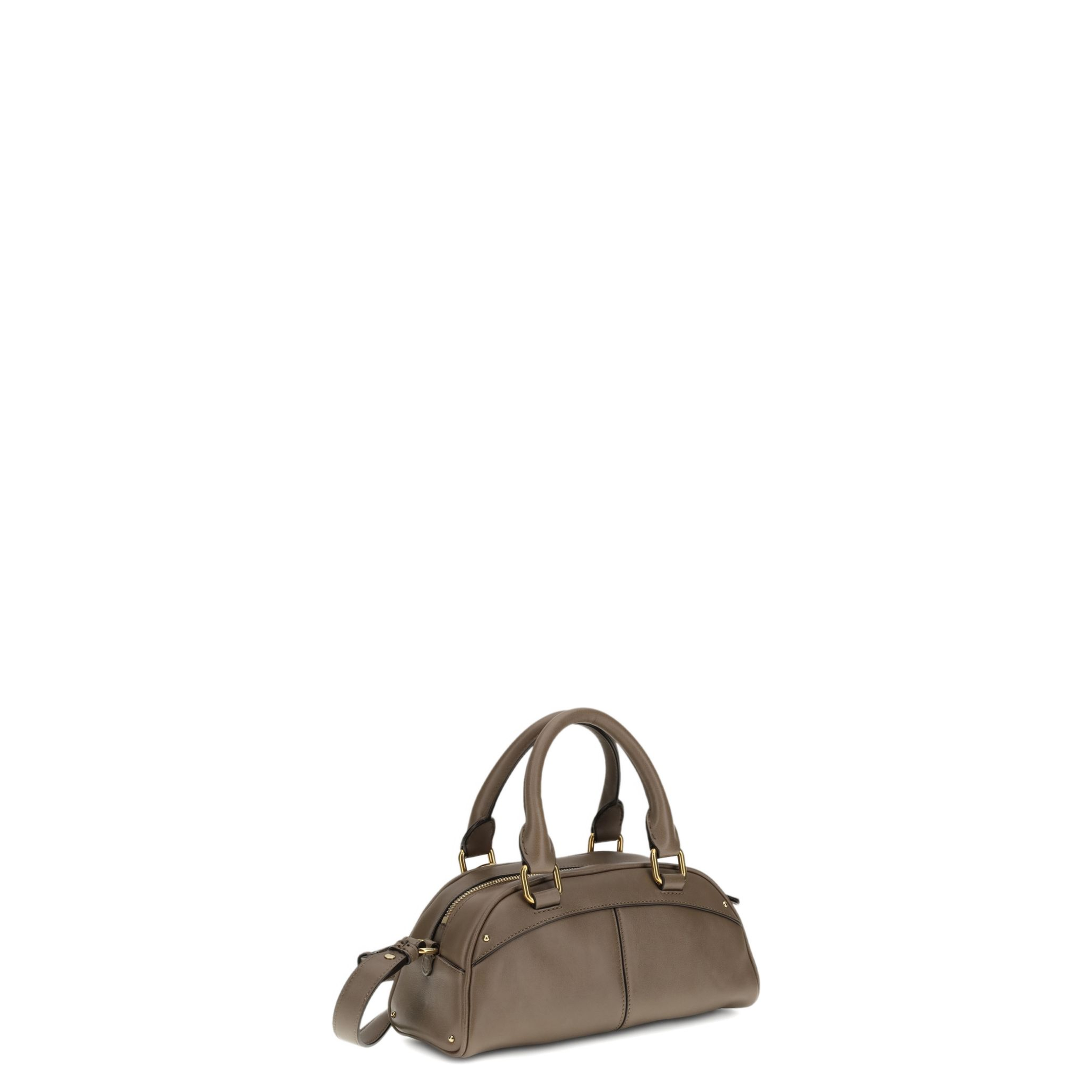 Small Bowling Bag in Soft Leather Beige - Image 3