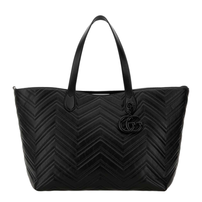 GG Marmont Large Matelassé Chevron Nappa Leather Tote - Black - Image 1