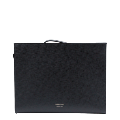 Gancini Hammered Calfskin Pouch - Nero - Image 5