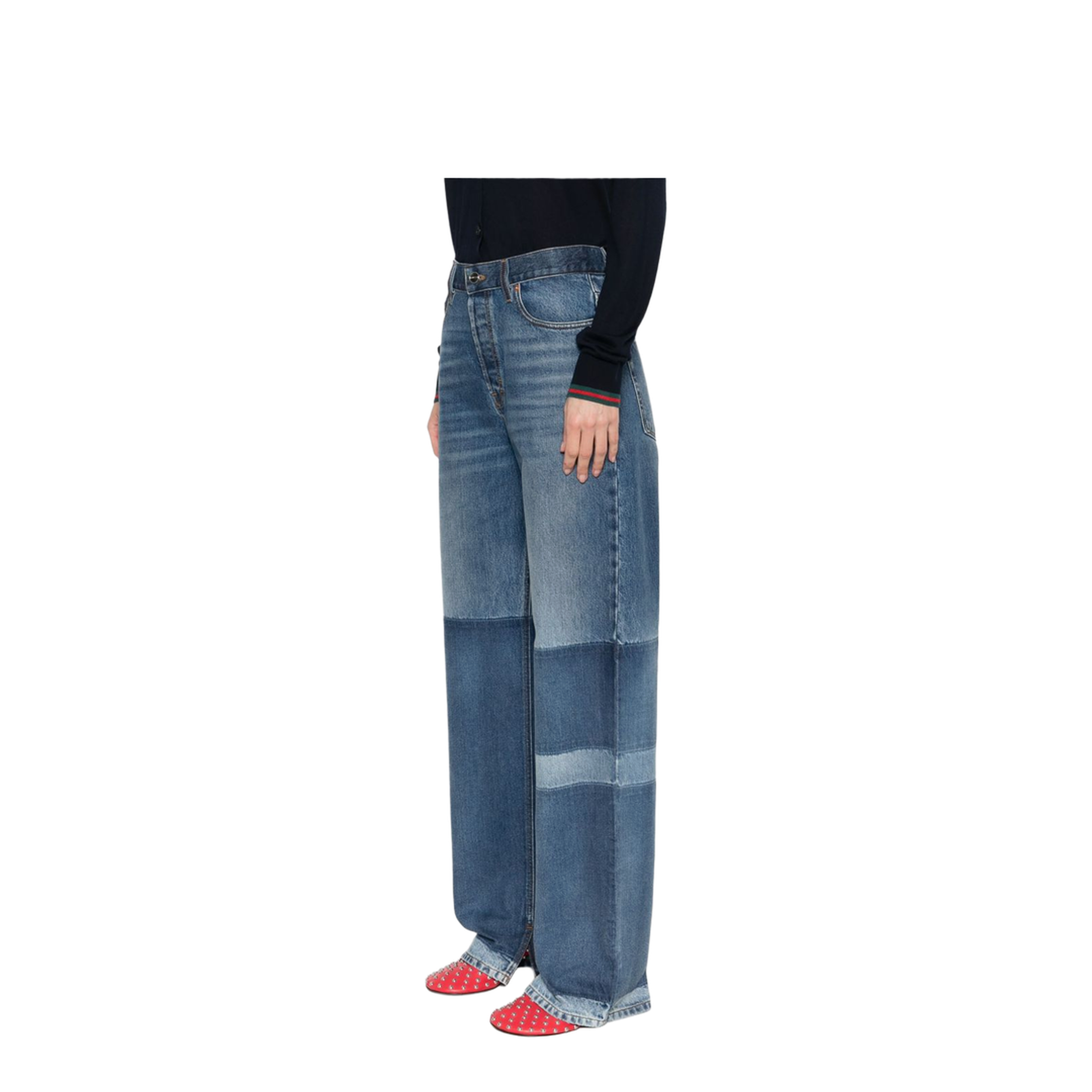 Two-toned denim pant in light blue - Image 4
