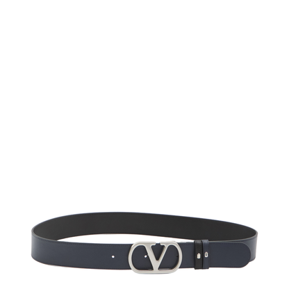 Black Belt with VLogo Buckle in Leather - Image 3
