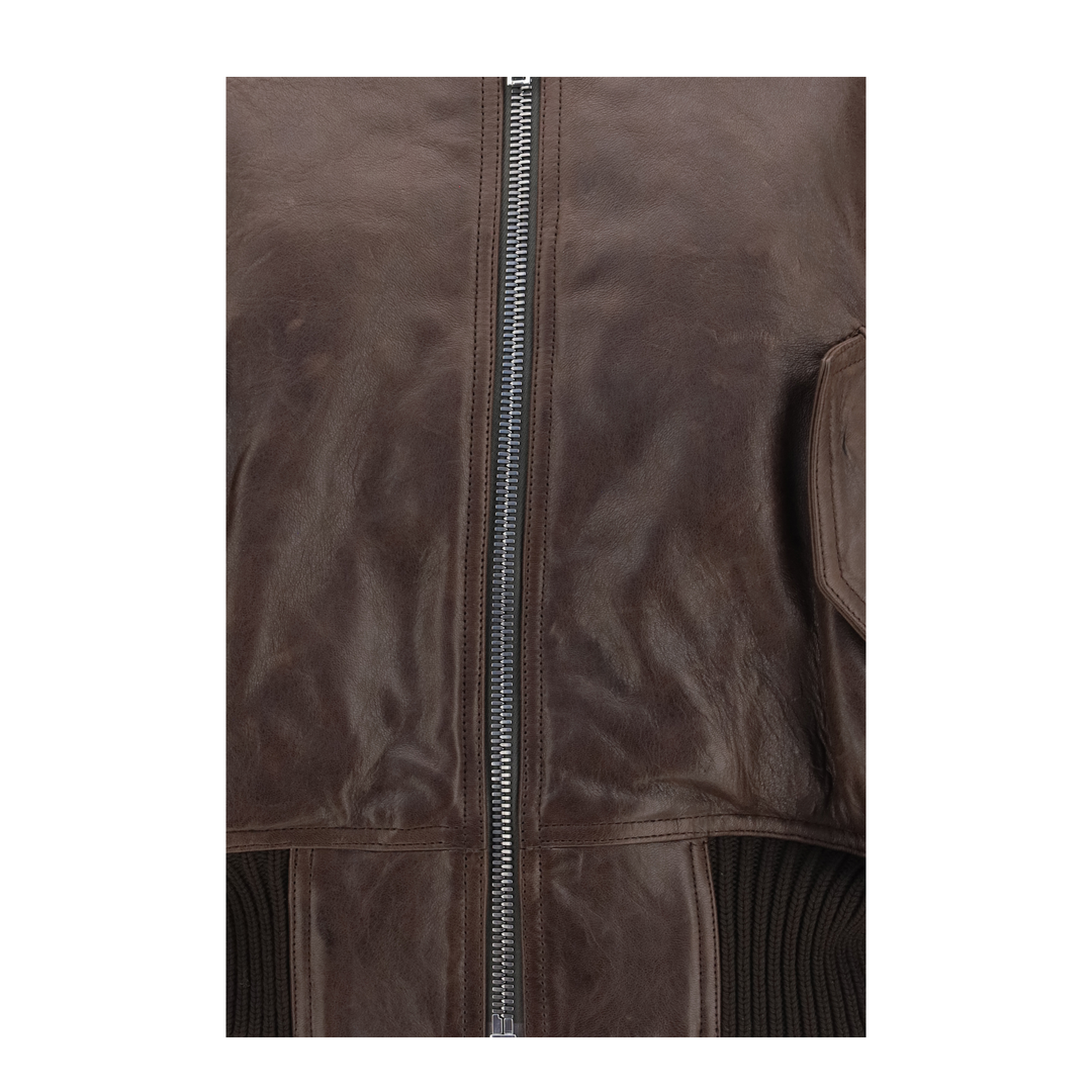 Cropped Leather Bomber Jacket - Image 3