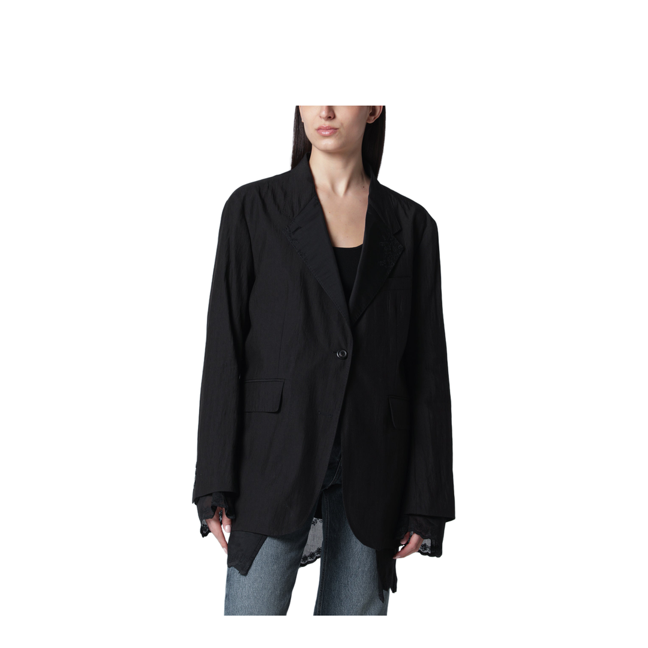 Reversible Drip Blazer in Soot Black Techflax - Image 1