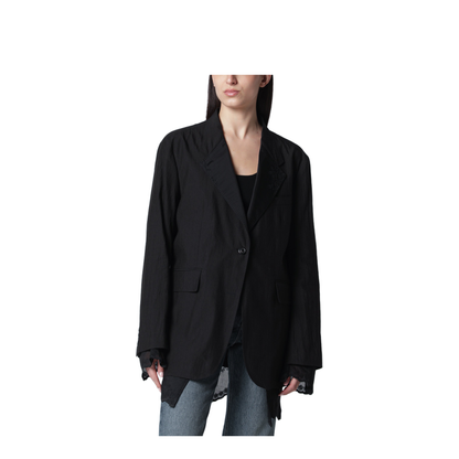 Reversible Drip Blazer in Soot Black Techflax - Image 1