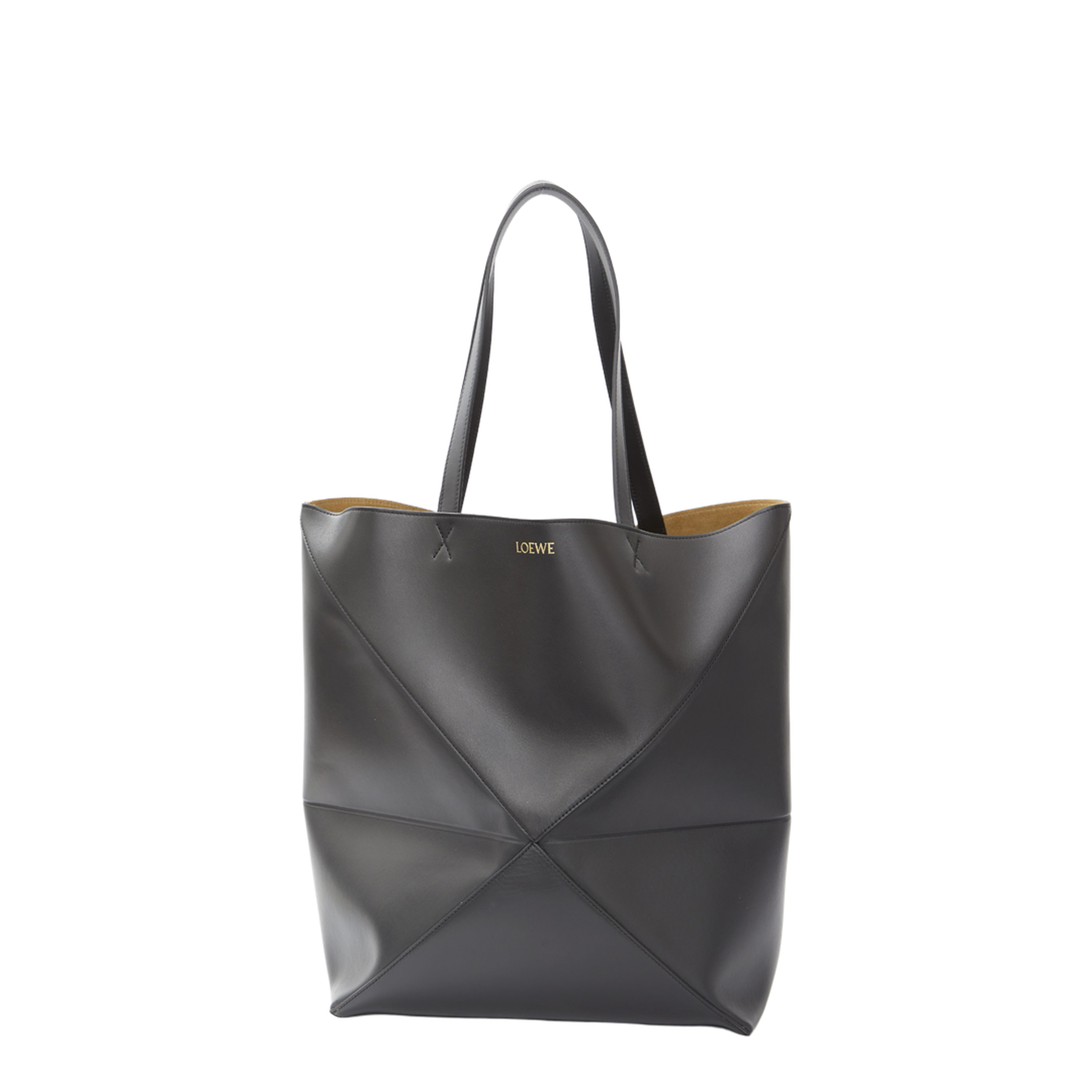 Puzzle Fold XL Leather Tote Bags - Black - Image 1