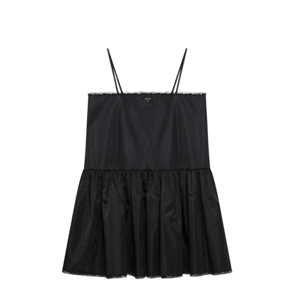 Black Mini Dress In Re-Nylon And Lace - Image 1