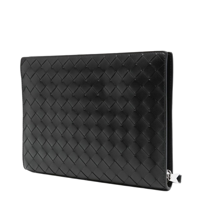 Intrecciato Leather Pouch - Black - Image 6