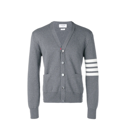 4-Bar V-Neck Cotton Cardigan - Image 1